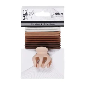 1 Clip + 10 Brown Elastic Bands