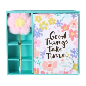 1 Notebook and 1 Pen, Green Floral