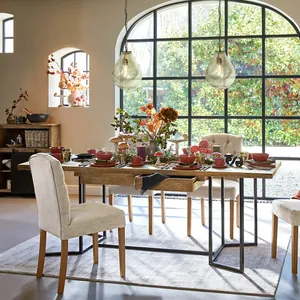 Mango Wood Dining Table with Iron Frame