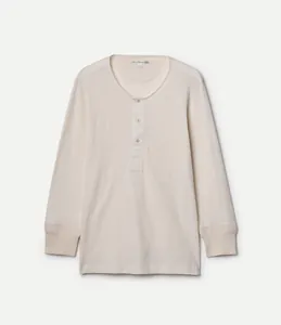 101 Loopwheeled Maco-Imit Henley 3/4 Sleeves