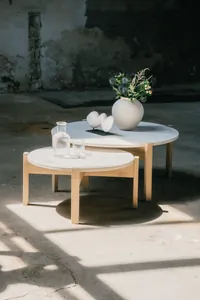 Coffee Table Duo in Natural Stone and Oak