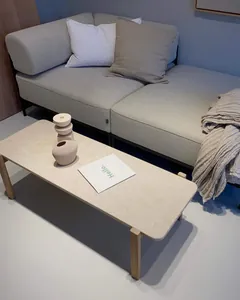Long Coffee Table in Natural Stone and Oak