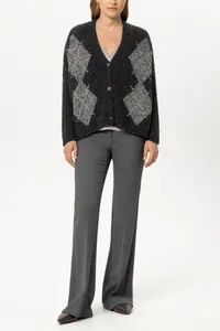 Alpaca Blend Cardigan with Pattern - anthracite - Standard