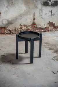 Side Table & Stool in Black